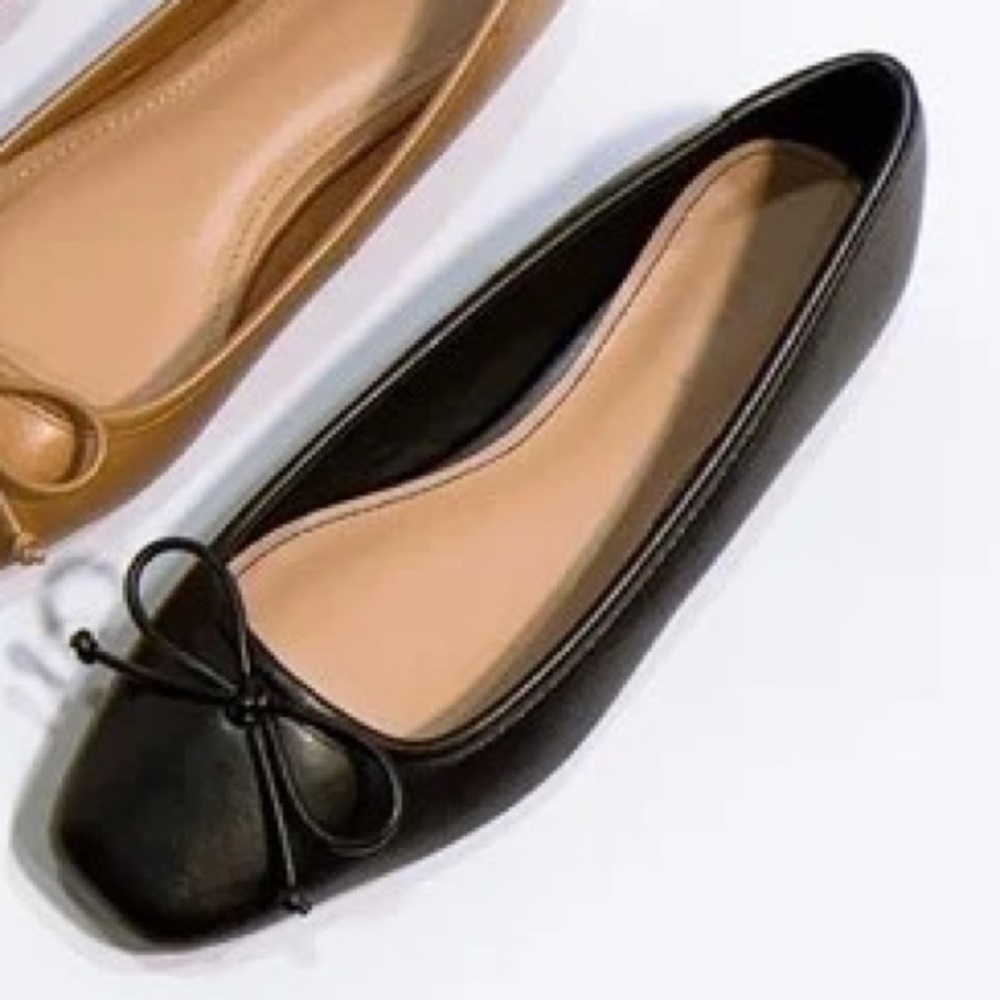 Black Bow Detail Simple Ballet Flat